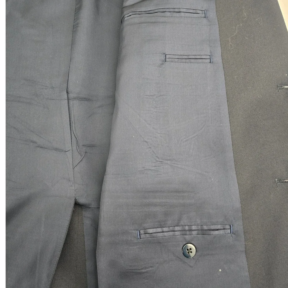 Stafford Single Breast Two Gold Button Wool Blend‎ Men Blazer Navy 46R